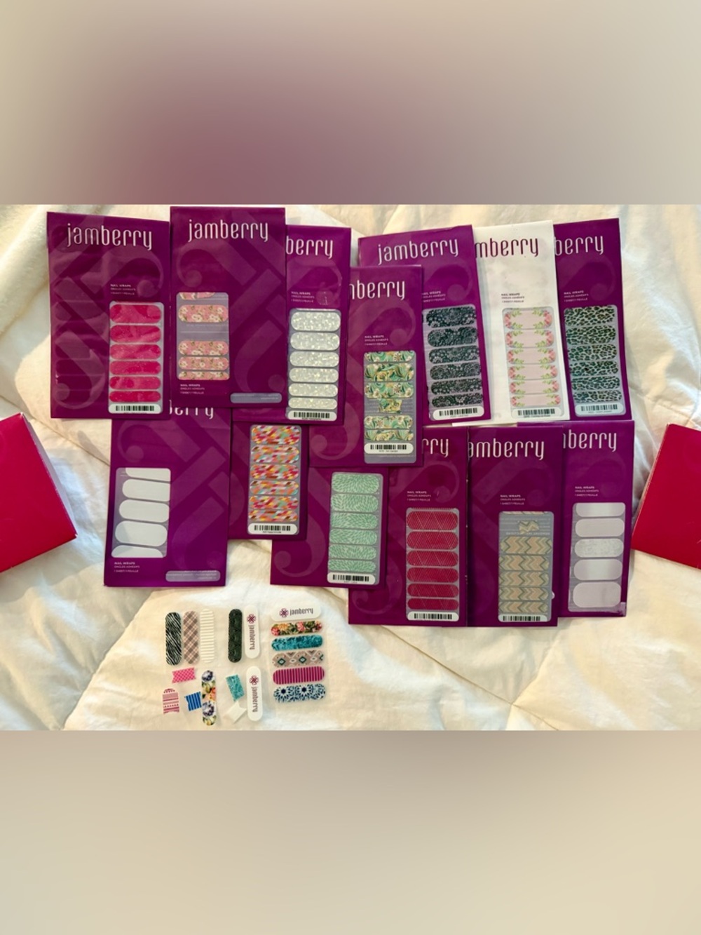 Jamberry Nail Wrap Set with Pink, Green, White, Silver, Black Accents